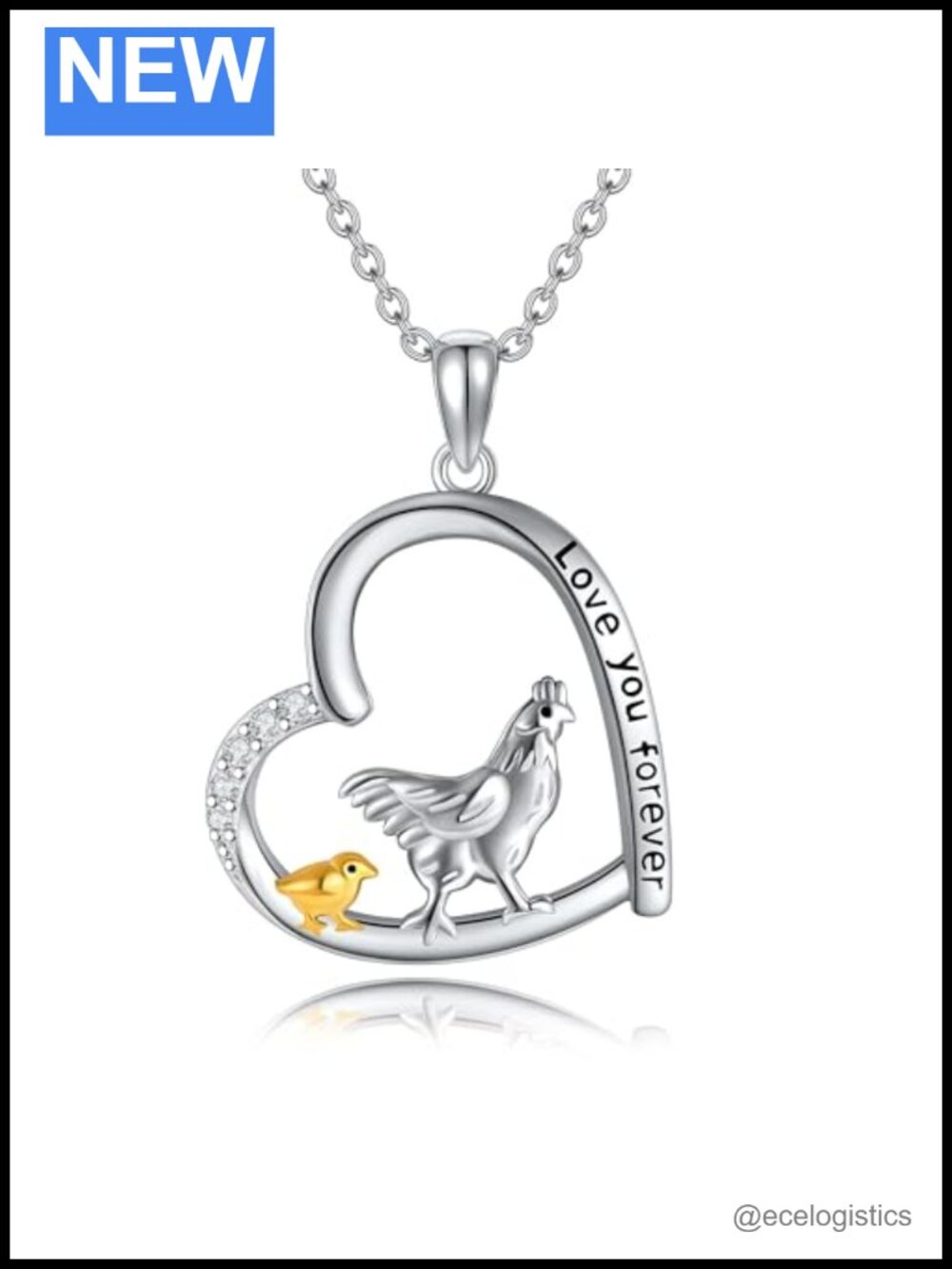 S925 Sterling Silver Hen & Chicks Pendant Necklace 18+2in Animal Jewelry